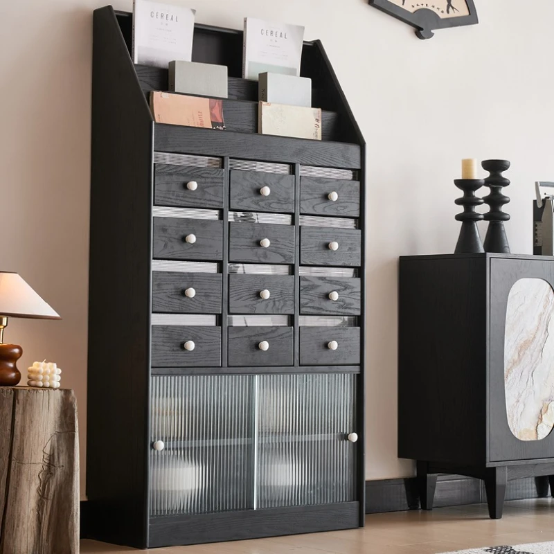 

Retro bookshelf cabinet Magazine cabinet Floor storage chest Living room Bedroom Simple storage cabinet