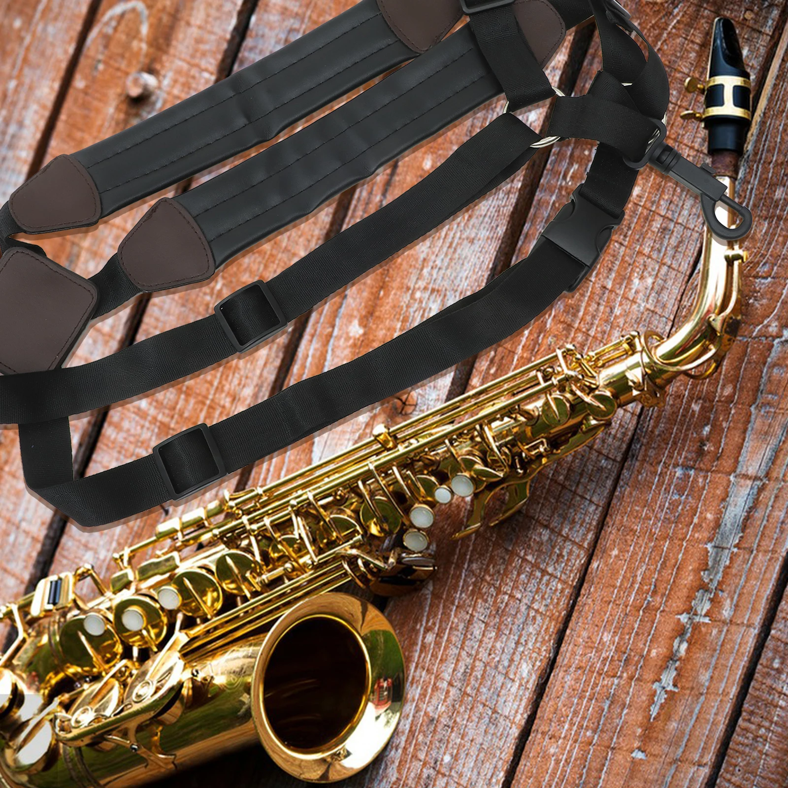 

Double Shoulder Sax Strap Adjustable Saxophone Alto Tenor Soprano Neck Accessories