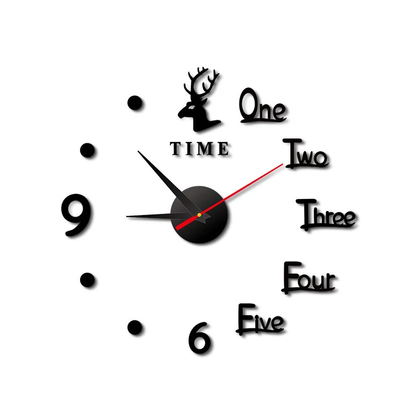 40cm DIY Loudspeaker Mute Small 2D Pattern Home Decoration Wall Hanging Clock For Bedroom Living Room Study Creative Stickers
