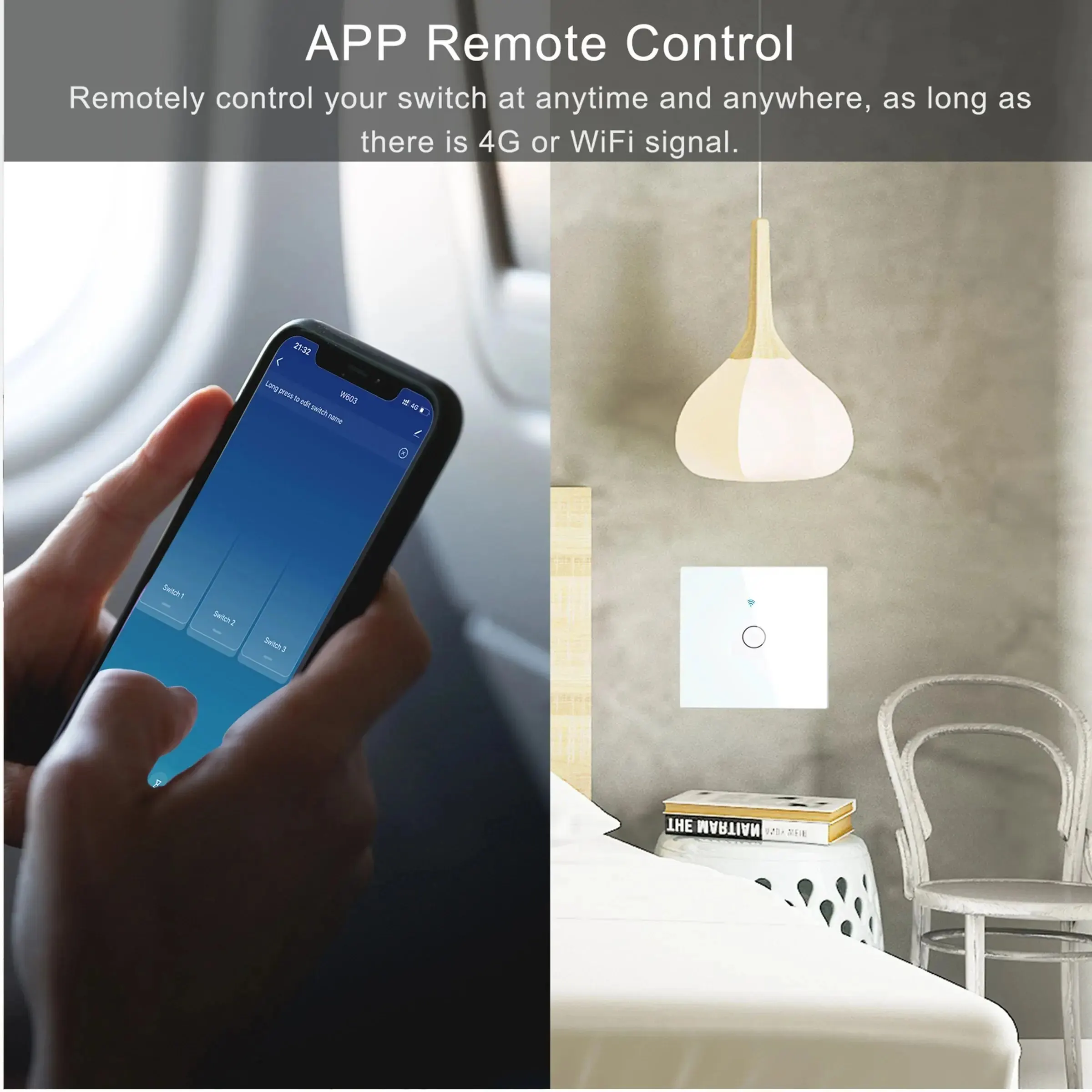 Tuya WiFi Smart Switch EU Licht Muur Touch Schakelaar Werk met Alexa Google Home Geen Neutrale Draad 433RF Afstandsbediening Sensor 1/2/3 Gang