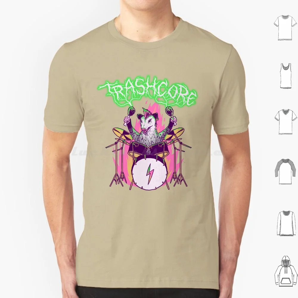 Футболка Trashcore большого размера из 100% хлопка Opossum Possum бак Puns металлический панк барабан барабанная палочка заметок 80-х удивительные радиальные животные