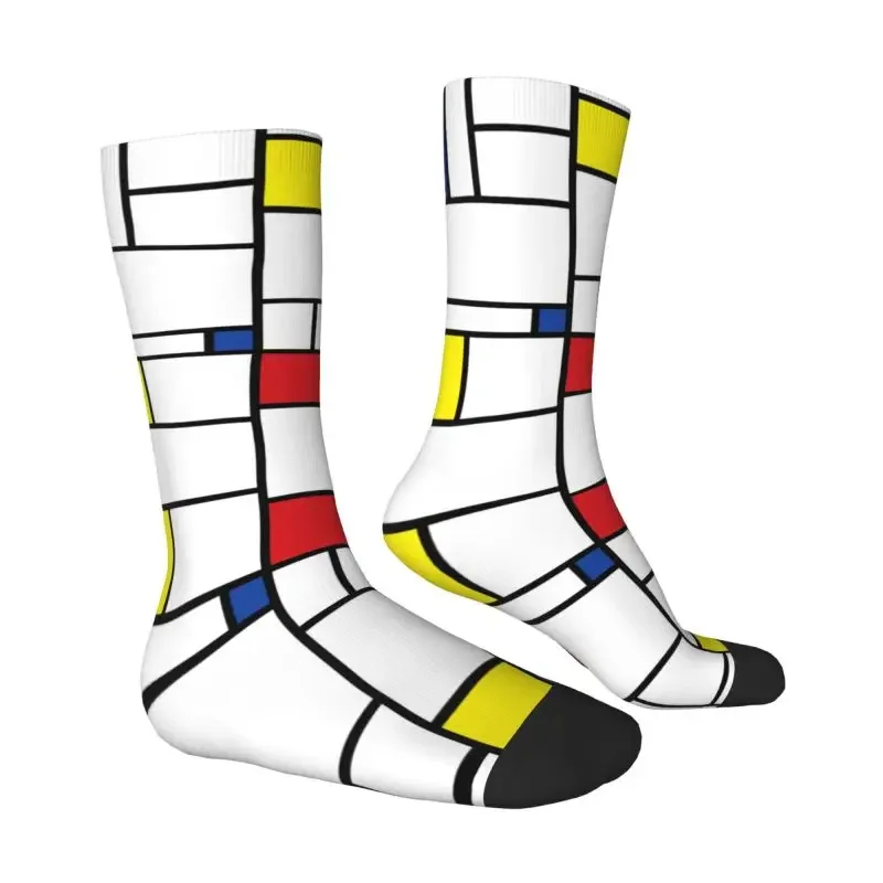 Piet Mondrian Minimalist De Stijl Modern Art Dress Socks Men's Women's Warm Fashion Geometric Crew Socks