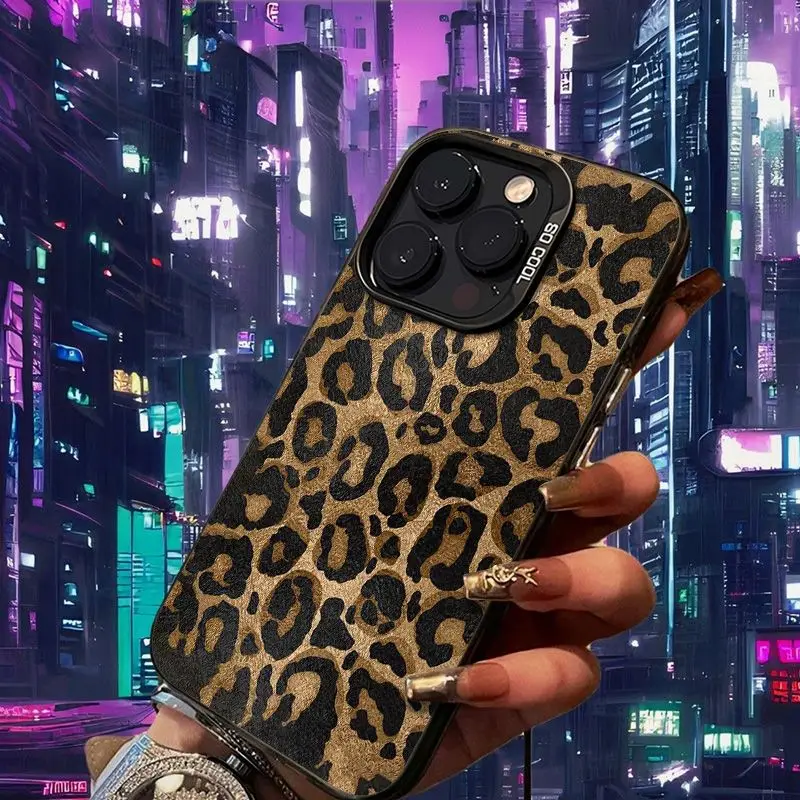 Creative Leopard Print Phone Cases For IPhone 15 ProMax 11 12 13 14 Pro Max X XR XSMax 7/8 15 Plus Laser Plated Silicone Cover