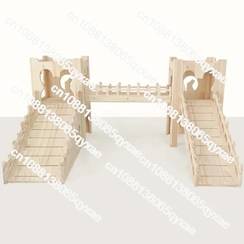 Wooden Bunny Castle Log Rabbit House Guinea Pig Accessories Small Animal Cage Landscaping Supplies Rabbits Accessories