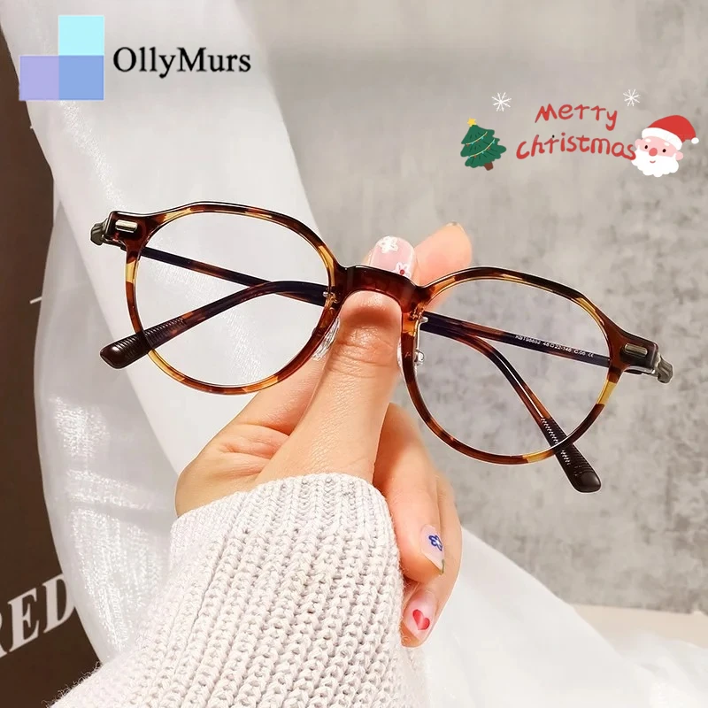 

OLLYMURS Ovel Сверхлегкие металлические современные дужки по рецепту TR90 оправа для очков женские ретро многоугольные оптические очки 98852