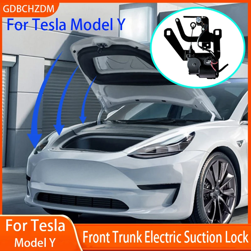 For Tesla 2021 2022 2023 2024 Model Y Car Frunk Soft Closing Lock Front Trunk Auto Close Electric Cover Automatic Lock Closer