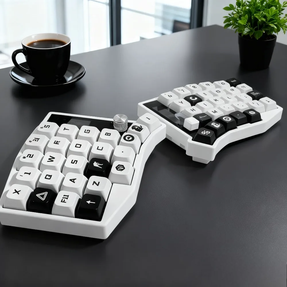 Nice View Screen Sofle Split Keyboard Kit Dual Mode Wired Bluetooth Keyboard Custom 58 Keys Hot Swap Knobs Screen ZMK Keyboard