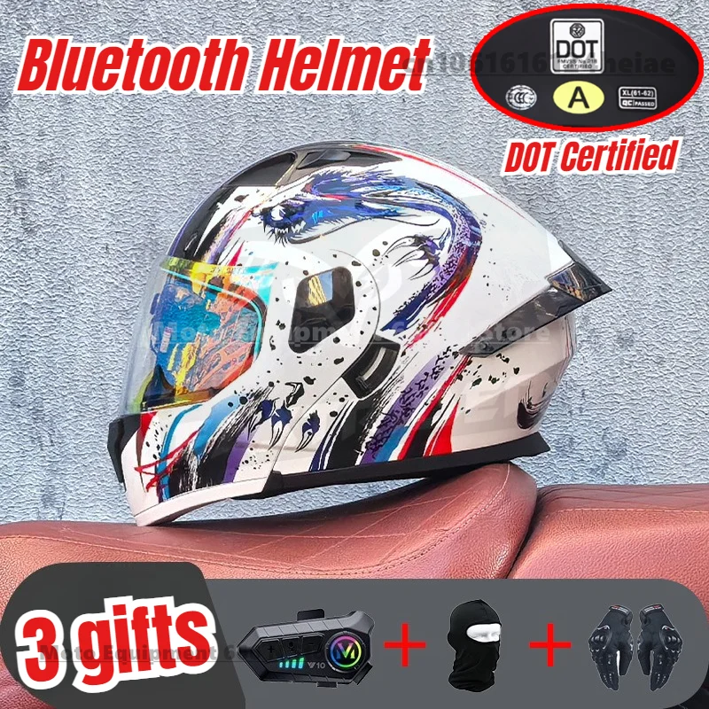 

Мотоциклетный шлем Orz, Bluetooth-шлем с откидной крышкой, шлем с двумя линзами, сертифицированный DOT для мужчин и женщин, cascos para moto
