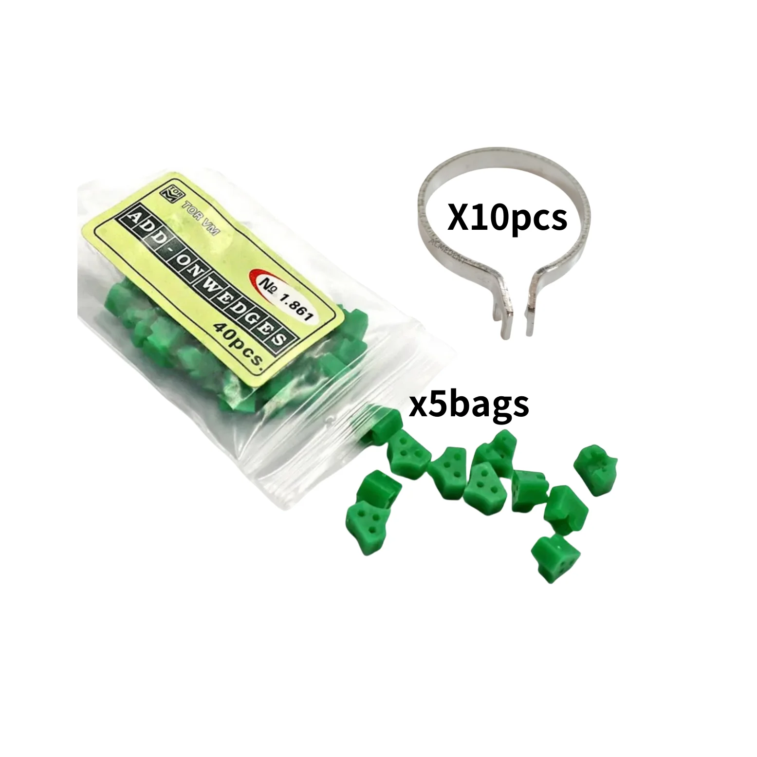 

210/Lot Dental Add-On Wedges Clamping Delta Ring Silicone Green Sectional Matrix Wedge Add On