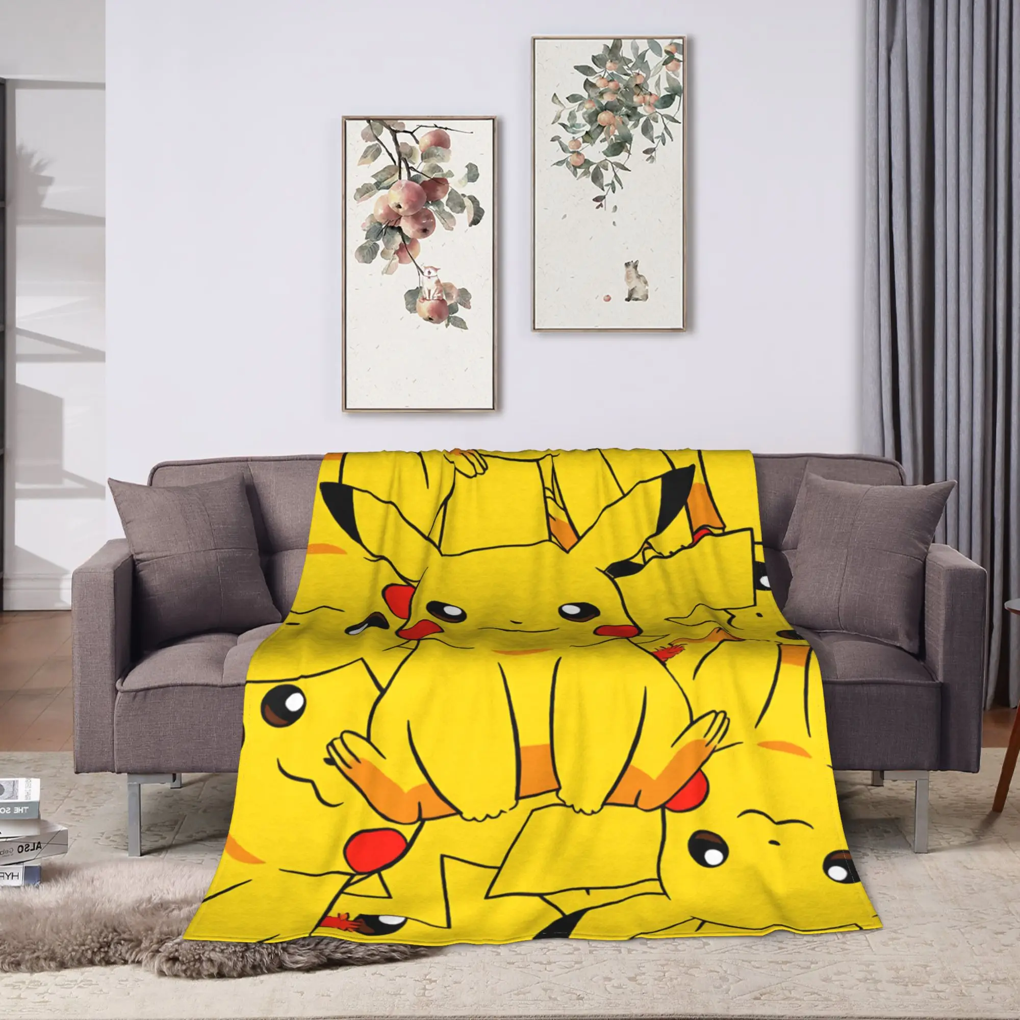 Pikachu Super Soft Blanket  Children Plush Bedding Throws Novelty Couch Chair Flannel Bedspread Sofa Bed Cover