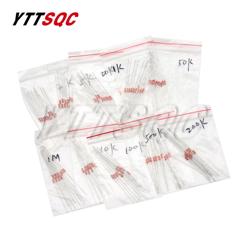 Kit de resistencia de Termistor NTC, piezas 1K, 2K, 5K, 10K, 20K, 50K, 100K, 100K, 200K, 1M, 500, 3950B, MF58, 5% NTC-MF58 = 10valuesx10uds.