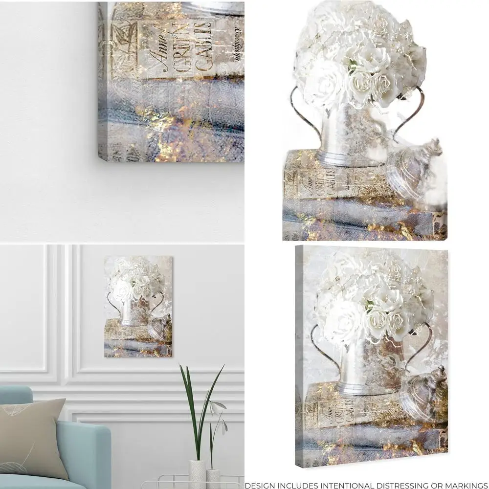 

Gallery-завернутый романтический холст с розами, 10x15, идеально подходит для гостиной, спальни и ванной