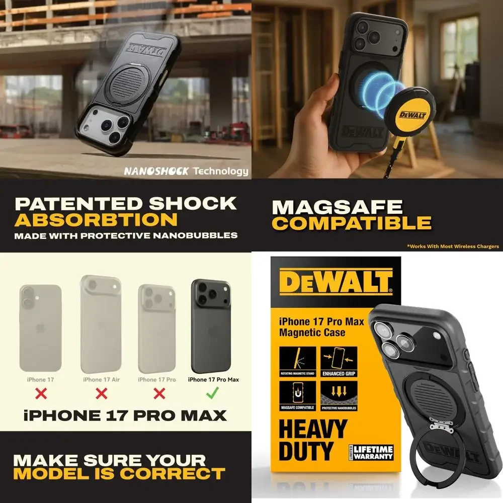 

Совместимый магнитный чехол для iPhone 17 Pro Max с подставкой, прочный противоударный чехол с углом обзора 360° ° Вращающийся держатель кольца, совместимый с Ma