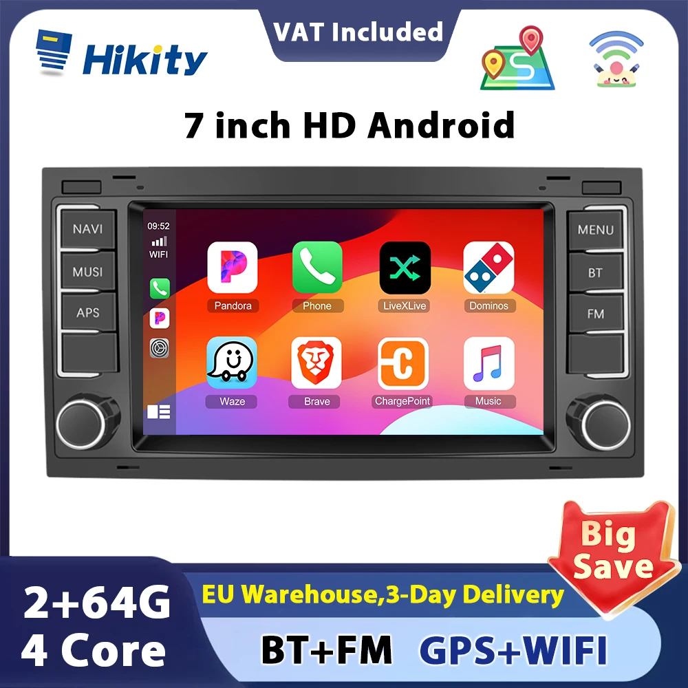 Hikity 7'' Android Car Radio For VW Volkswagen Touareg Transporter Car Multimedia Video Player Stereo GPS WIFI GPS 2din No DVD