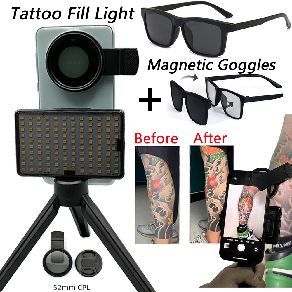 120 LED Tattoo Fill Light Magnetic Tattoo Goggles Combo Tattoo Reduce Reflected Light Filter Polarized Glasses Tattoo Supply