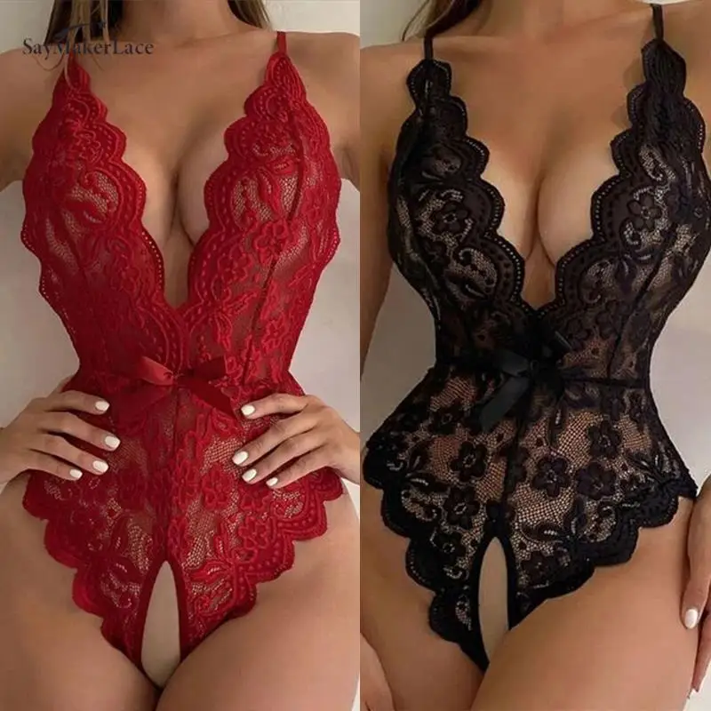 Hot Erotic Sexy Women Jumpsuits Intimates Wedding Erotic Underwear Nightwear Open Bra Lace Babydoll Lingerie Dress