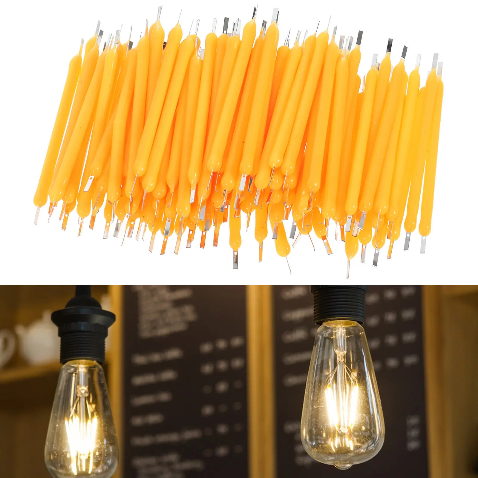 100Pcs Hard LED Filament 38Mm High Brightness Warm White Light Replacement for Retro Bulb Lamp Film TV