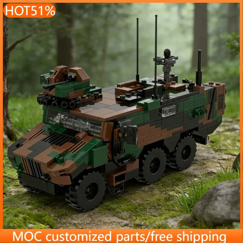 

756 деталей: Военная модель танка VBMR, армейский грузовик MOC, модульный конструктор, популярный дизайн, DIY, игрушка для мальчиков, подарок