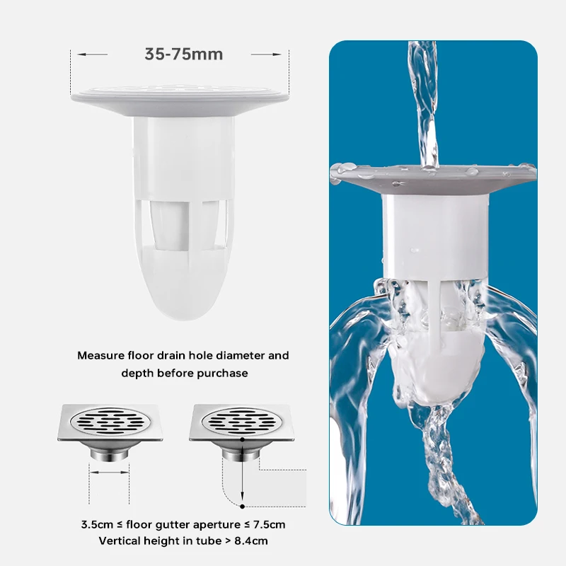 Colador de drenaje de suelo de ducha de baño, cubierta de tapón, trampa de silicona, antiolor, filtro de agua para baño, desodorante de prevención