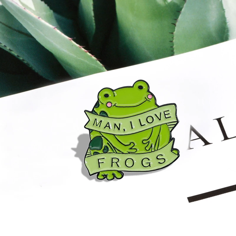 Frogs Enamel Pins Custom MILF Brooches Lapel Badges Cartoon Funny Animal Jewelry Gift for Kids Friends Man, I Love