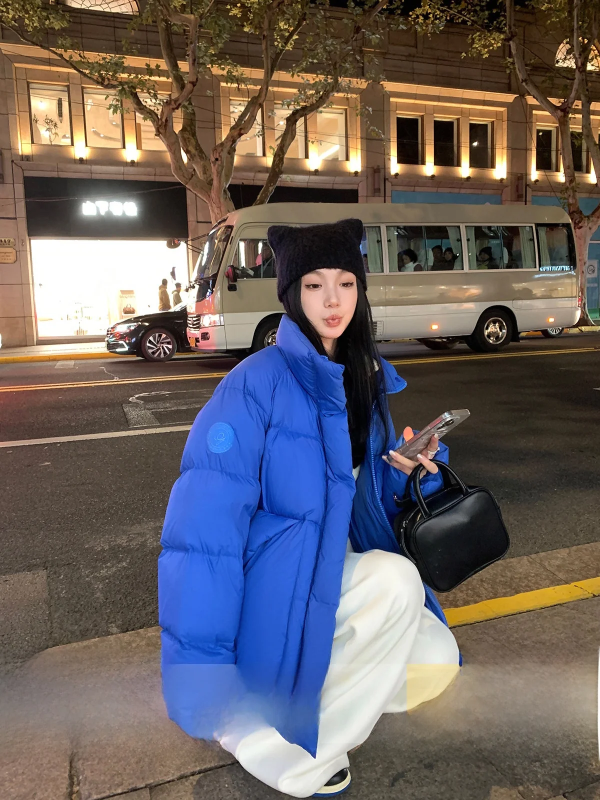 

Women's Thickened Winter Jacket White Duck down Stand Collar Bread Style Coat Warm Commuter Style Korean Version Straight Cut