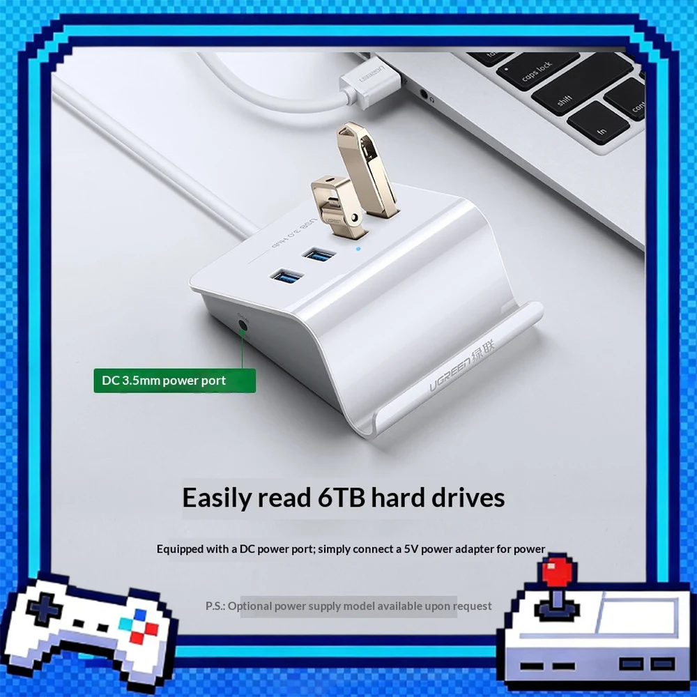 UGREEN 40439 USB 3.0 4 Port Hub Splitter 0.5m USB Expansion Adapter for Laptop Desktop Computer Keyboard Mouse Flash Drive