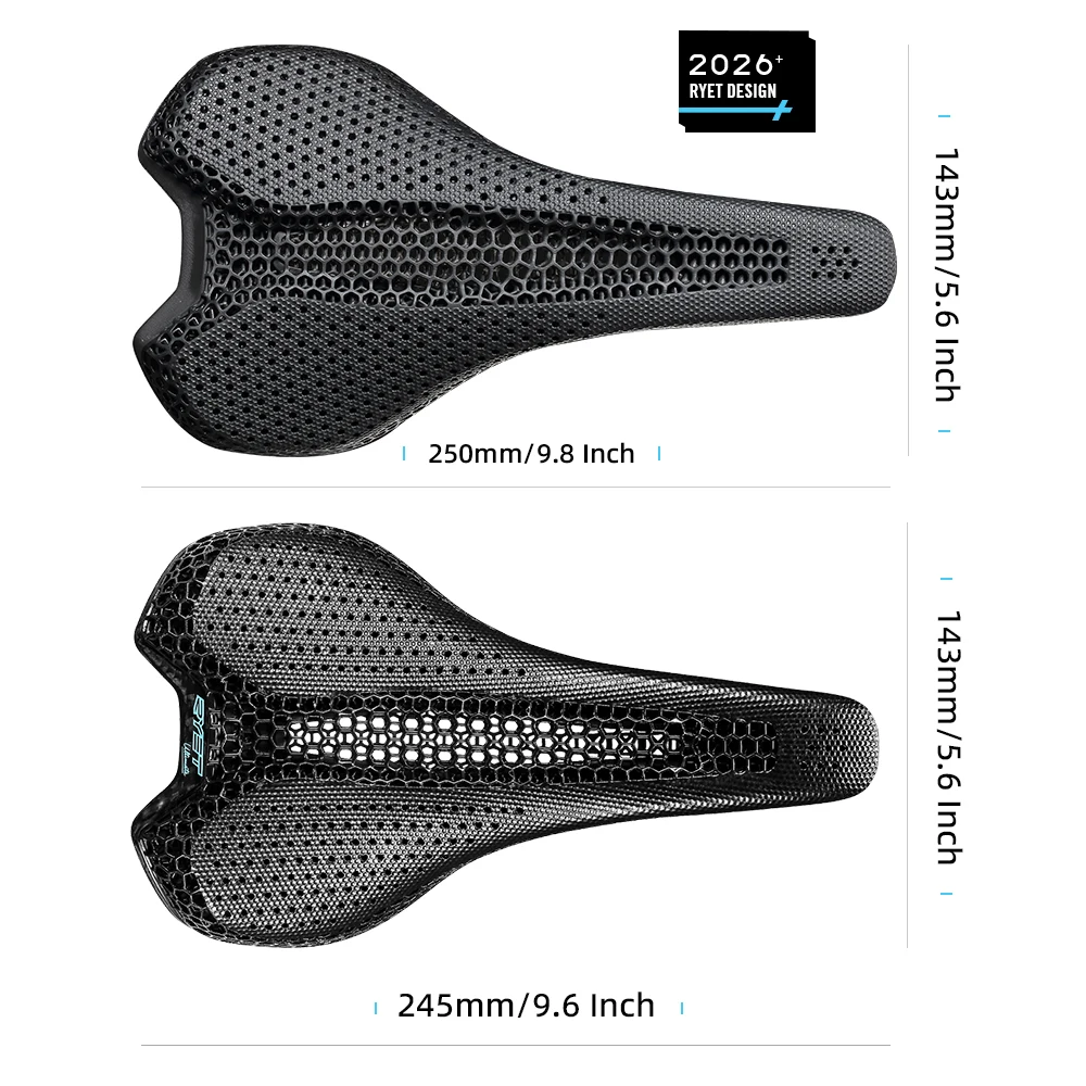 RYET Ultralight Carbon 3D Printed Bicycle Saddle 190g/210g 7*9 Bike Seating Cushion Road MTB Mountain Gravel Cycling Bike Parts