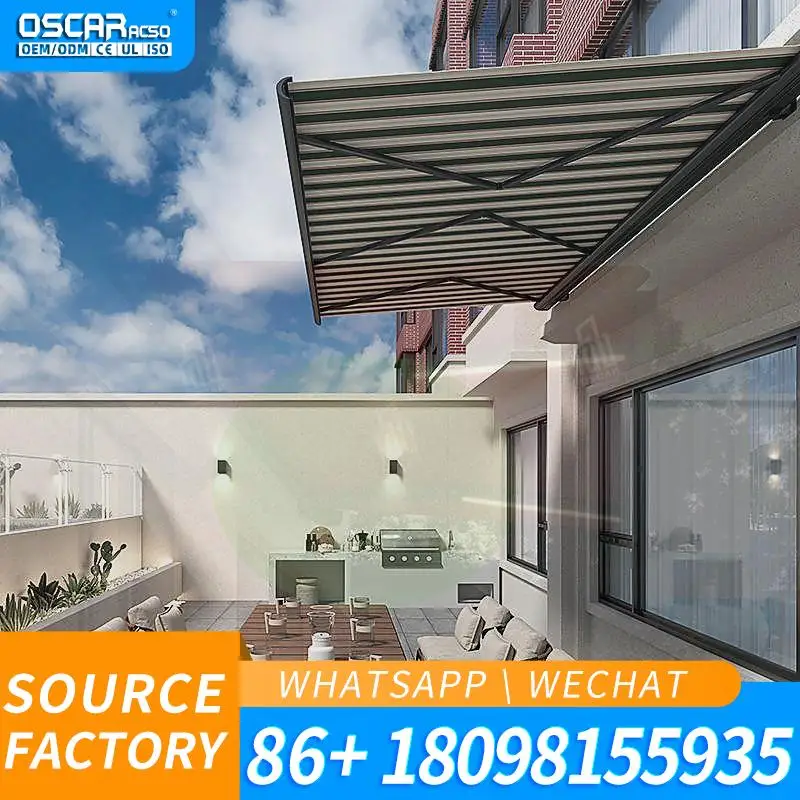 Outdoor Automatic  with Waterproof PVC Fabric and Aluminum Structure Pergola style for Window Skylight Ceiling in Courtyards and