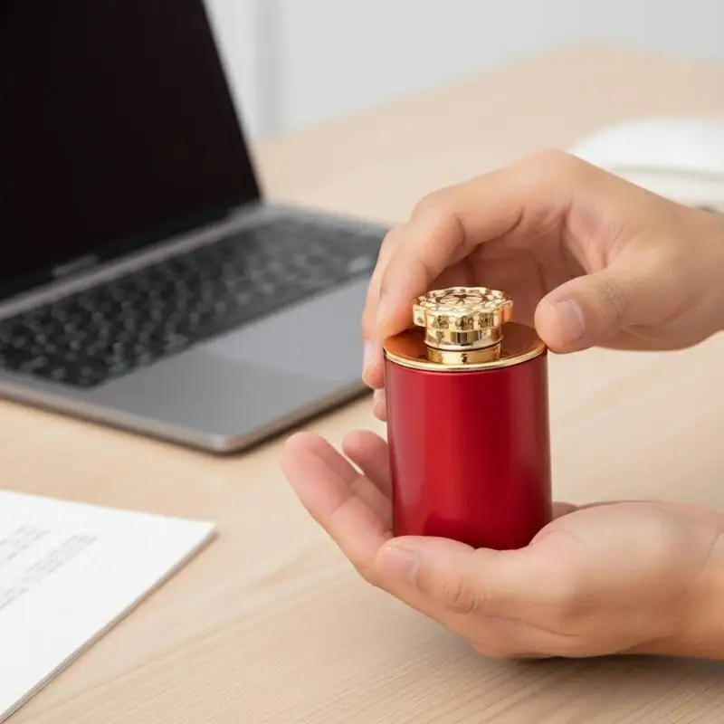 Mini Tea Tin Can with Lid Metal Sealed Empty Tea Box Lightweight Portable Jar for Tea Lovers Home Office