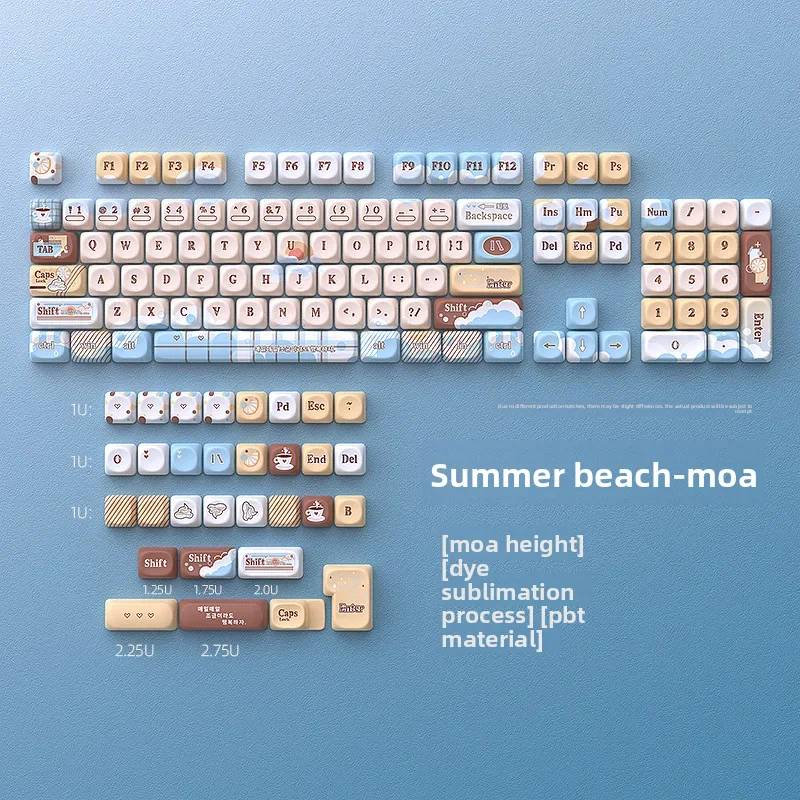 Summer Beach Theme Keycaps - MOA Sublimation 131 Keys Set for Mechanical Keyboard Customization