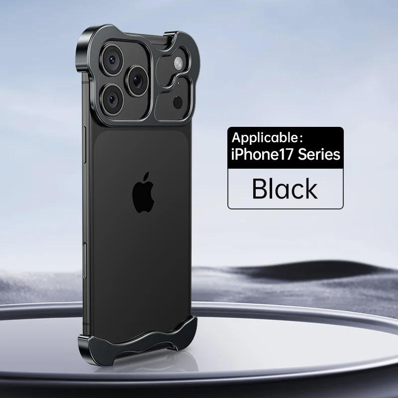 Luxuriöse unregelmäßige Metall-Stoßstangen-Telefonhülle für iPhone 14, 15, 16, 17, Pro Max, stoßfeste Aluminium-Eckpolster, ultradünne Abdeckung – Detail 7