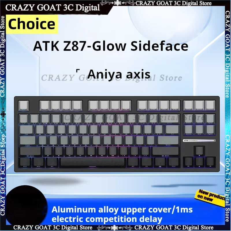 

ATK Z87 Mechanical Gaming Keyboard Hot Swappable Three Modes 2.4g/BT/Wireless Gasket Aluminum Top RGB Side Engraved Keycaps