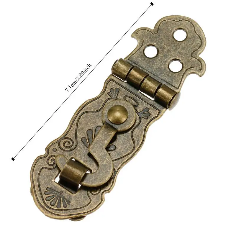 1/2Pcs Vintage Old Lock Wooden Box Toggle Lock Antique Bronze Gift Box Buckles Latch Clasp Pattern Carved Flower Book Lock