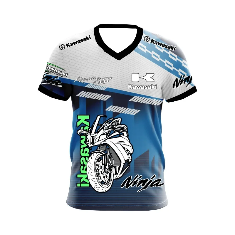 2025 الصيف دراجة نارية الرياضة كاواساكي دراجة نارية فريق شعار في الهواء الطلق على الطرق الوعرة المنافسة المشجعين الرجال سباق الدراجات النارية تي شيرت #3
