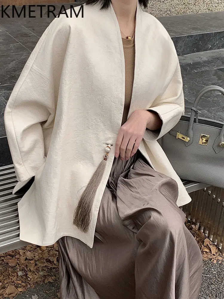 KMETRAM Real Italian Sheepskin Leather Jacket Woman Chinese Style Short Coat Genuine Leather Jackets Autumn Women Clothing 2026