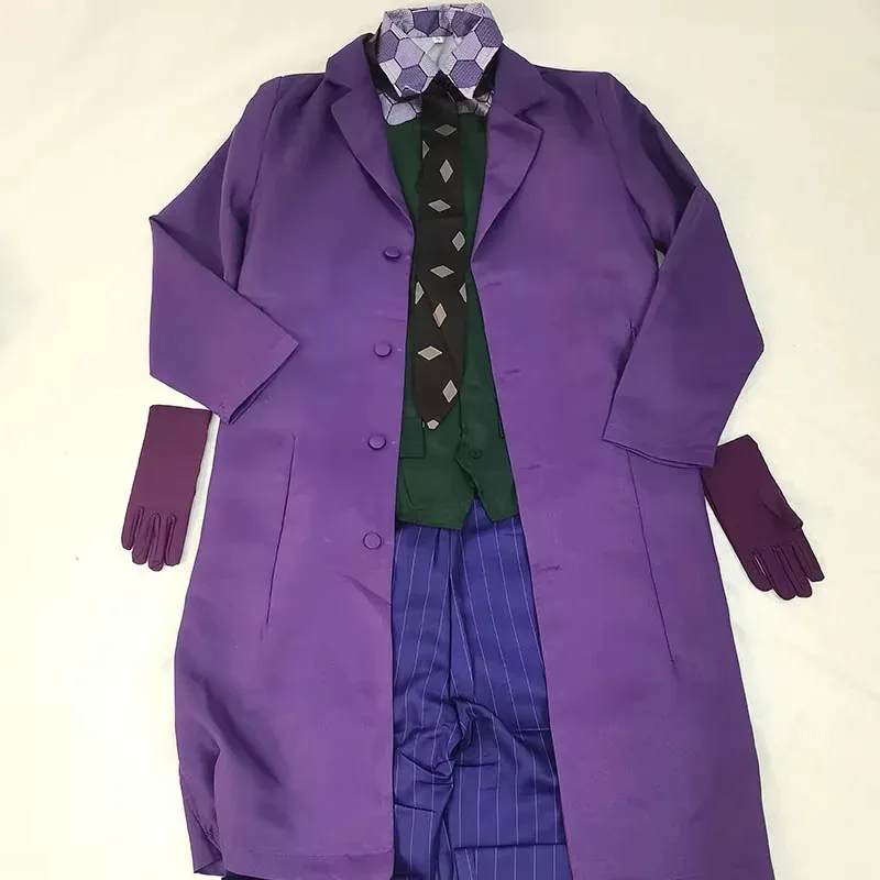 The Dark Knight The Joker Cosplay Costume Clown full set Coat Shirt Vest Tie Suit Outfits Joker Full Set for Halloween Costumes