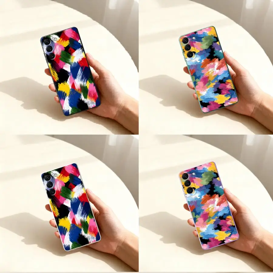Phone Cover Case for Samsung Galaxy A04 A20s A30s A02s A03 A53 A71 A73 A06 A50 A56 A05 Colorful Brush Strokes