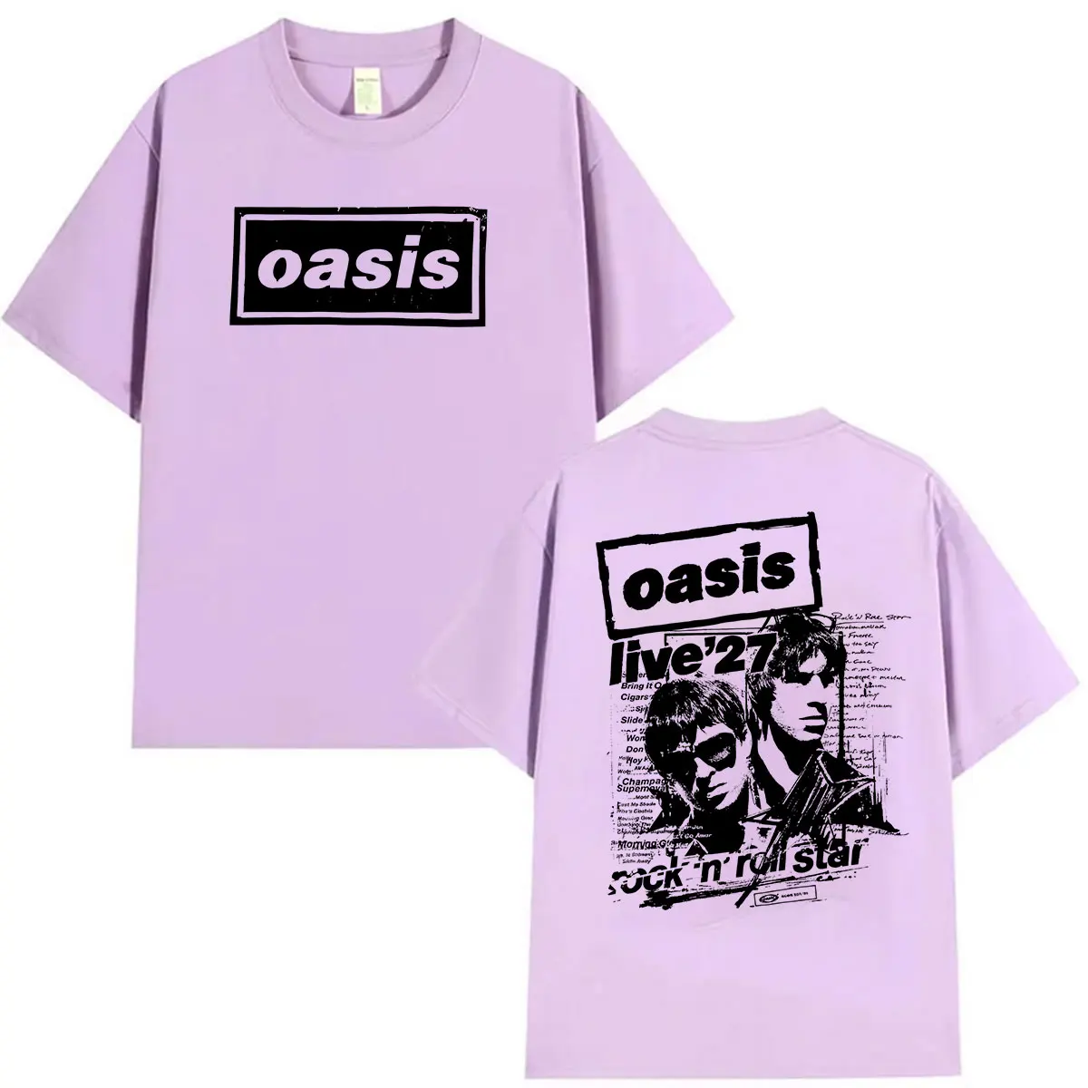 O-Oasis Band Live 2027 Tour Merch T-Shirt Herren Vintage Mode Oversized Baumwoll-T-Shirt Mann Hip Hop Punk Loose Kleidung T-Shirts – Detail 7