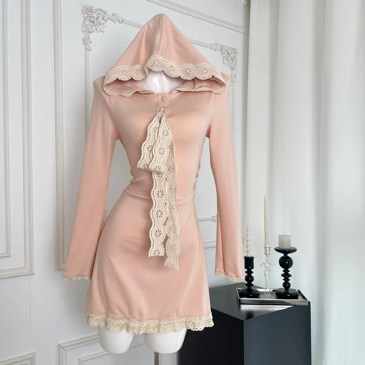 Autumn Winter Pure Desire Style Slim Fit Show off Hooded Dress