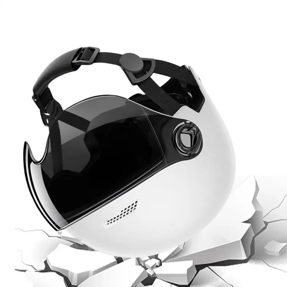 Fahrradhelm 3C-Zertifiziert für Männer, Frauen, Erwachsene und Kinder Cartoon-Elektrofahrrad-Motorrad-Halbhelm mit Schutzbrille – Detail 5