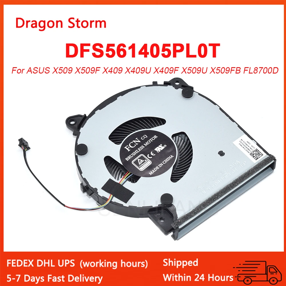 New DFS561405PLOT 13NB0MTOTO1311 Notebook CPU Cooling 5V 0.5A For ASUS X409 X409F X509 X509F A509 X409FA CPU Cooler Radiator Fan