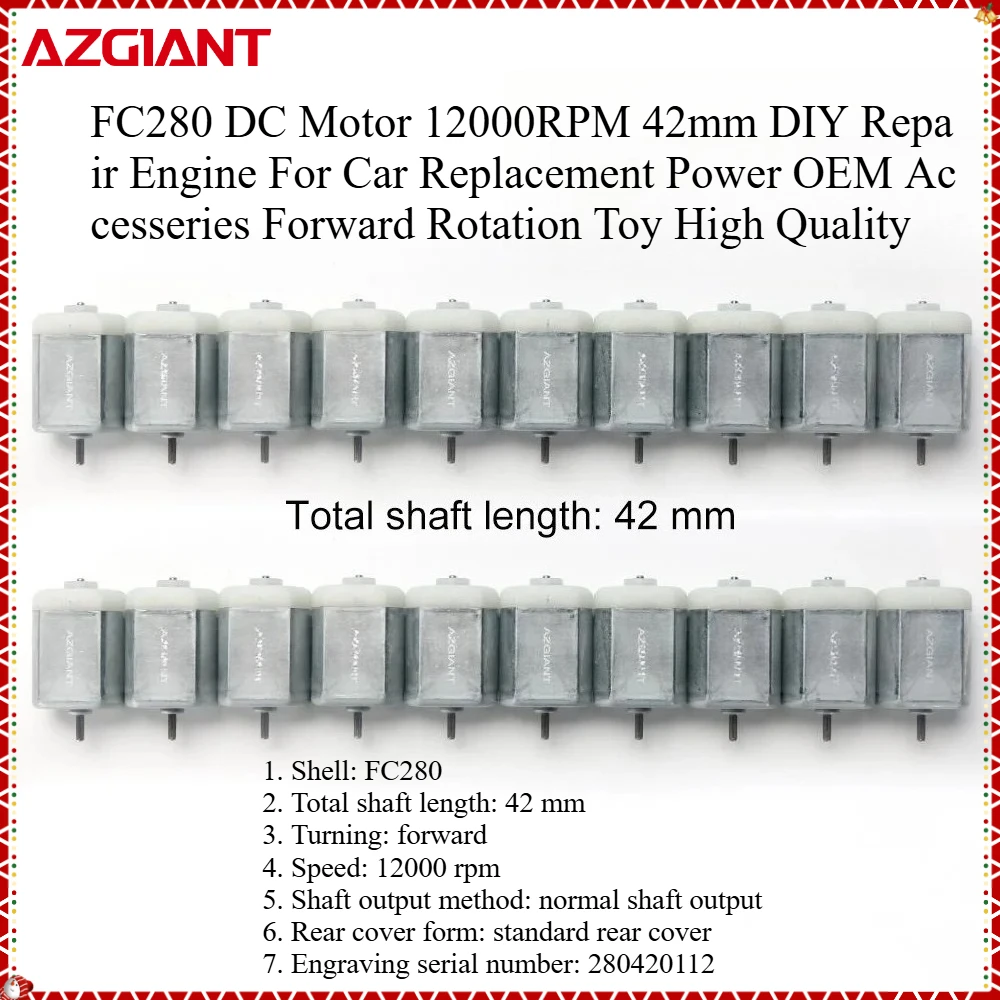 20PCS FC280 DC Motor 12000RPM 42mm DIY Repair Engine For Car Replacement Power OEM Accesseries Forward Rotation Toy High Quality