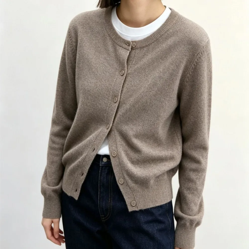 MsChuh Autumn Women's Clothing Solid Color Outerwears Cardigans Sweater All-match Loose Simple Style Comfortable Temperament 6