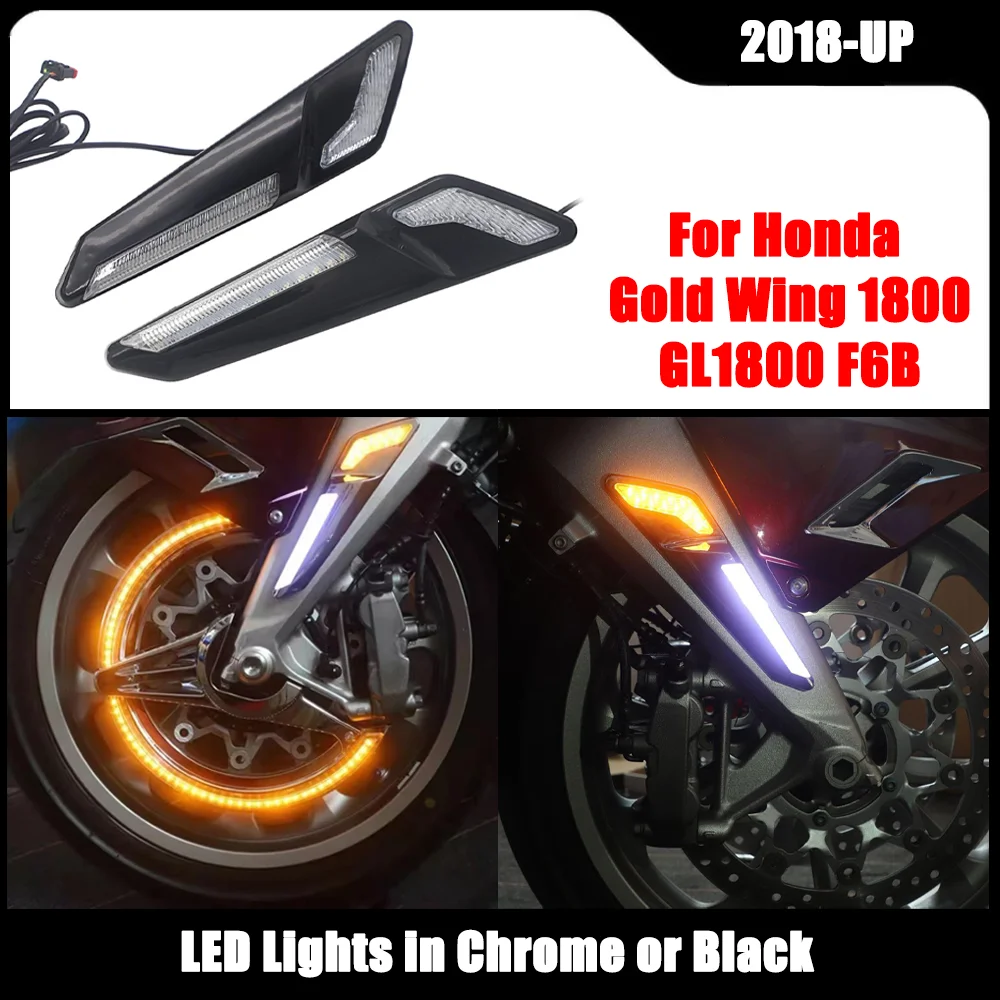 

For Honda Goldwing GL 1800 GL1800 F6B 2018-UP Motorcycle Front Brake Fork Mounted NAV LED Lights in Chrome or Black