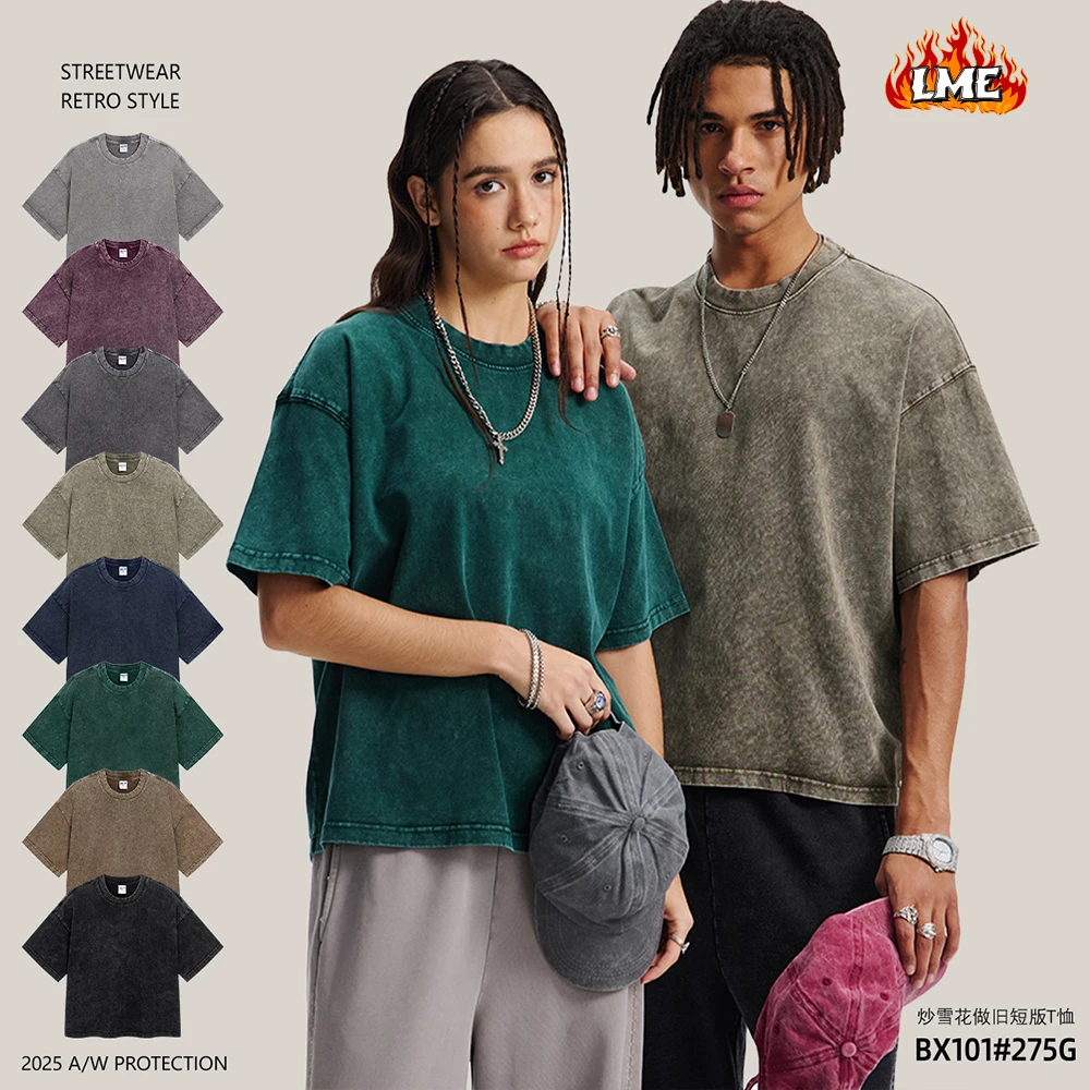 

Новое поступление, укороченная футболка Boxy Fit, винтажная батик, кислотная стираная негабаритная уличная одежда, 100% хлопок, 275GSM, футболка Boxy для мужчин