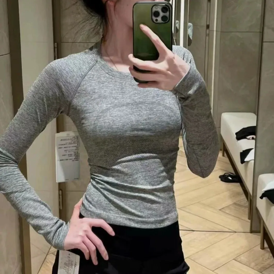 

Yoga Clothes Seamlessly Woven Long-sleeved Sports T-shirt Women's Fitness Quick-drying Base