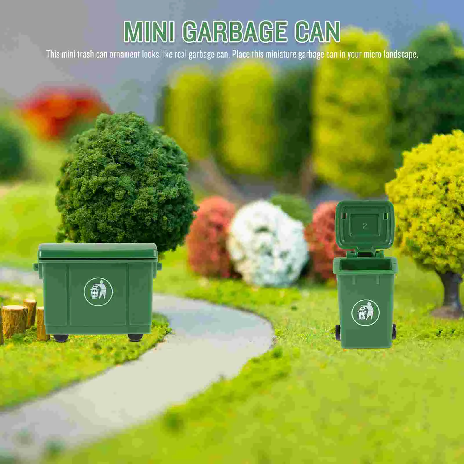 2Pcs Dolls House Trash Cans Miniature Garbage Can Small House Garbage Can Model