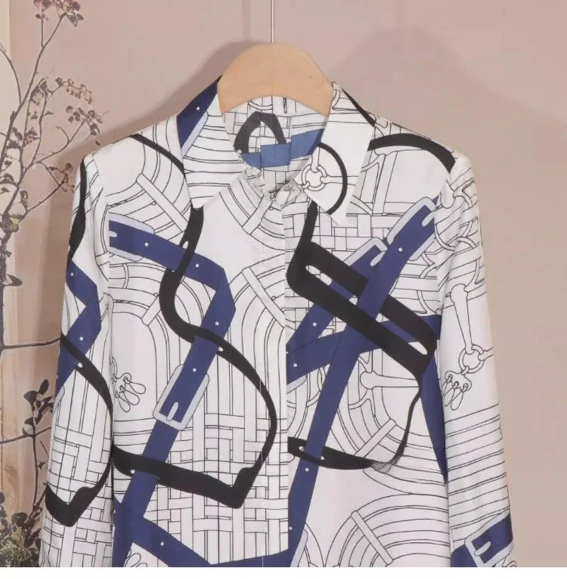 Blusas Vintage de satén para mujer, camisas coreanas estampadas, Top suelto de manga larga, Top a rayas, ropa de moda, ventas, Primavera/Verano, nuevo