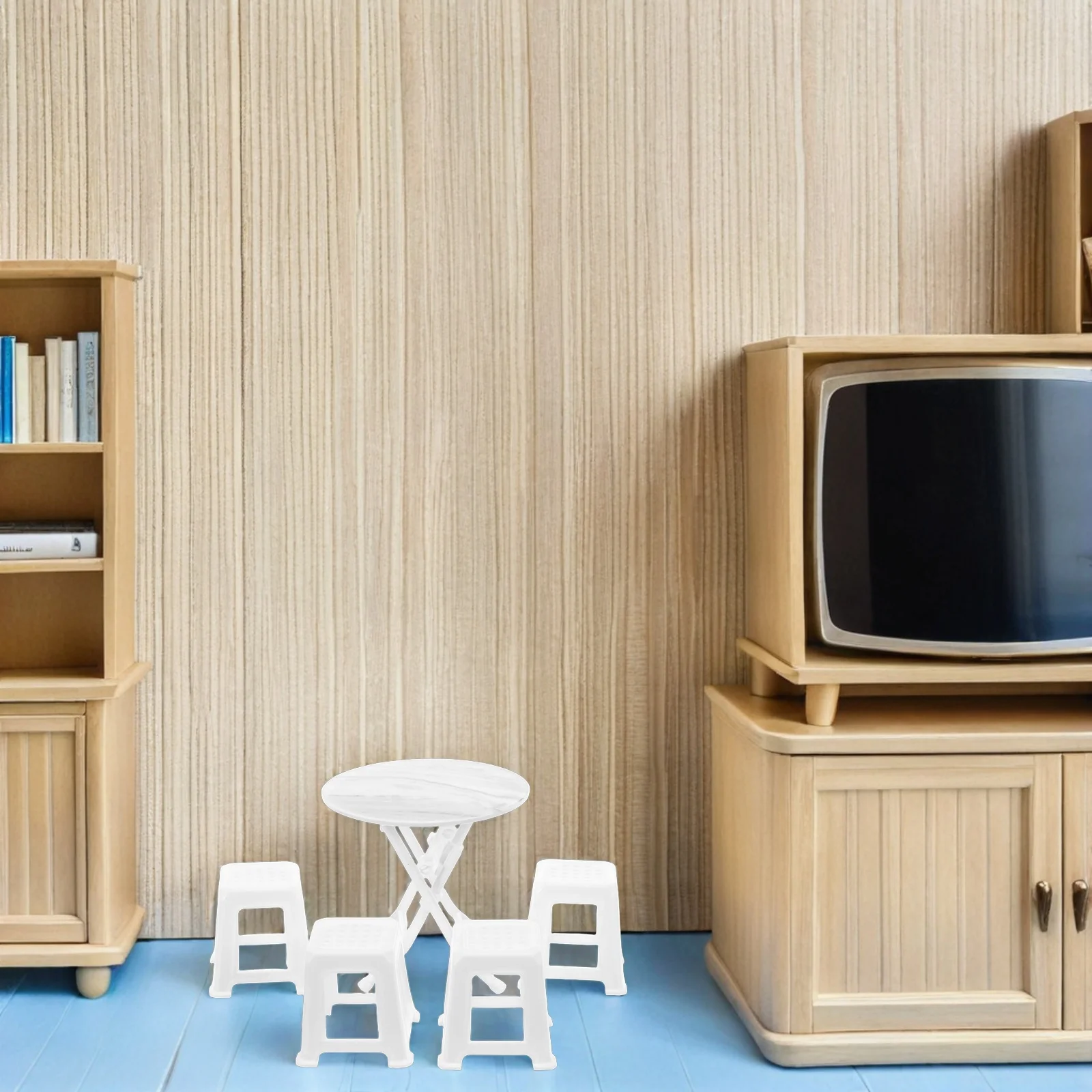 1Set Miniatur Tisch Stühle Set Lebendige Farben Dauerhafte Qualität Kreative Spielen DIY Puppenhaus Zubehör Mini Puppenhaus Möbel