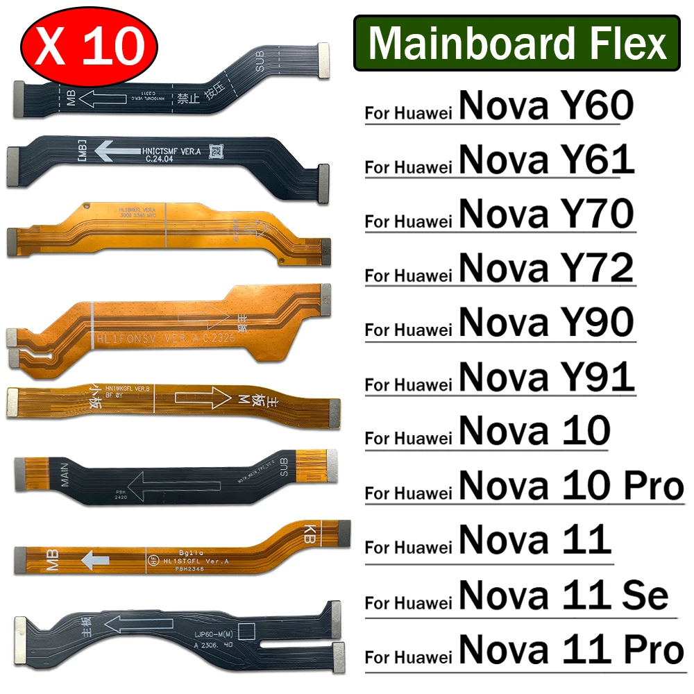 

10 шт., разъем материнской платы, гибкий кабель для Huawei Nova 10 11 Pro Se Y60 Y61 Y70 Y72 Y90 Y91 Plus